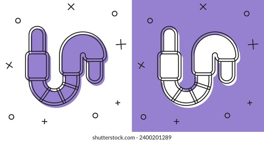 Set Worm icon isolated on white and purple background. Fishing tackle.  Vector