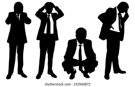 set of worried business men