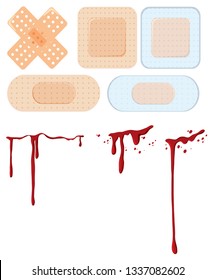 A set of wound and bandage illustration