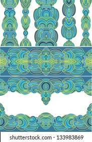 Set of woven turquoise-blue border ornaments