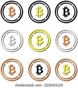 set of wraped bitcoin logo.