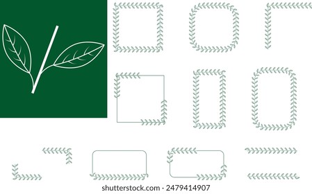 Set of Wreath floral frames in different Geometric Shapes, Monograms and borders.Vintage hand drawn wreath. Design element for wedding invitations, beauty, spa, salon, luxury decor. Elegant ornament