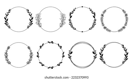 Set wreath green leaf Circle  , Flat Modern design , illustration Vector EPS 10