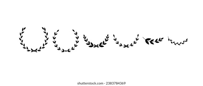 Set of wreaths and branches with leaves. Hand drawing laurel wreaths and branches collection. Laurels wreaths, swirls, twigs and flower ornaments. Herbs, flowers and plants elements. vector .