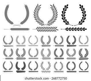 Set of Wreaths and branches. Vector illustration. Wreath collection V.