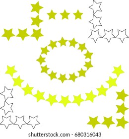 Set of wreaths, corners and dividers. Elements of design from stars for decoration.