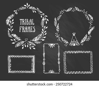 Set of wreaths and frames with place for your text. Vector illustration