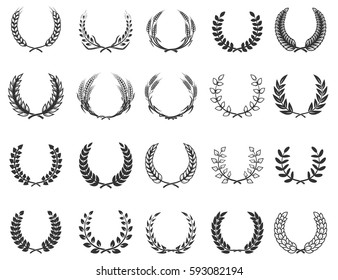 Set of wreaths isolated on white background. Design elements for logo, label, emblem, poster, t-shirt. Vector illustration.