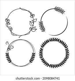 set of wreaths with leaves