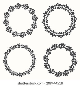 Set of wreaths, silhouette, leaf design, vector illustration