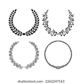 Set of wreaths in sketch style with floral motifs. Botanical illustration. White background isolated vector