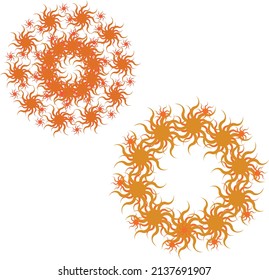 A set of wreaths of stylized suns
