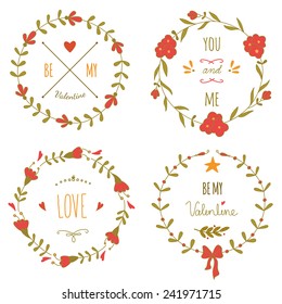 Set of wreaths for the Valentine's day. EPS 10.