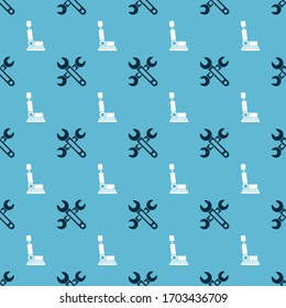 Set Wrench and Car seat on seamless pattern. Vector