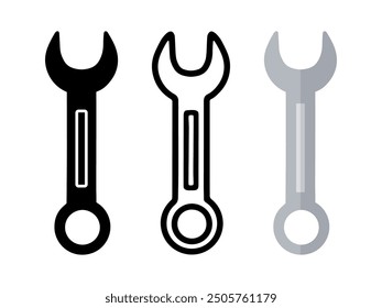 Set of Wrench cartoon doodle, Vector, Illustration.