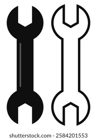 Set of wrench flat icons isolated on white background.