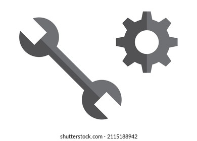 A set of wrench and gear icons. Setting and system. Vectors.