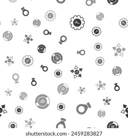 Set Wrench and gear, Location, Many ways directional arrow and Pie chart infographic on seamless pattern. Vector