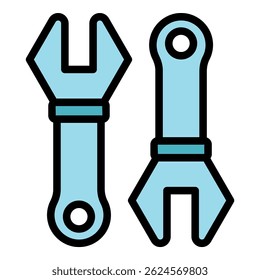 Establecer icono de llave. Esquema conjunto llave de Vector icono de color plano aislado