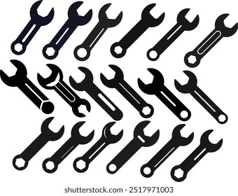 Set of Wrench silhouette vector illustration design