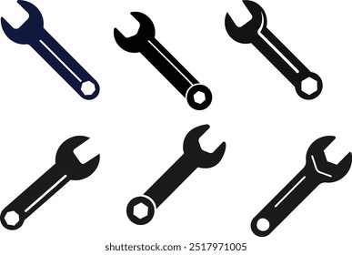 Set of Wrench silhouette vector illustration design