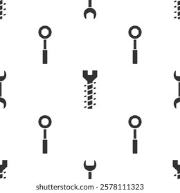 Set Wrench spanner, Metallic screw and Wrench spanner on seamless pattern. Vector