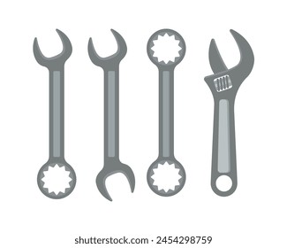 set of wrench tool vector illustration design