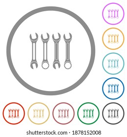 Juego de iconos de color plano en contornos redondos sobre fondo blanco