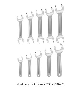 Set of wrenches isolated on white background, vector illustration