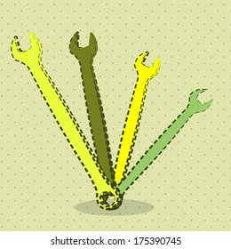 set wrenches tightening fixed or green with dotted edges.