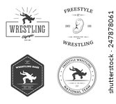 Set of wrestling logos, labels and badges. Templates for your design