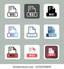 Set wri file format icons. extension, file type and document, can be used for digital projects and websites.