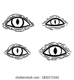 set of wrinkled monsters eyes