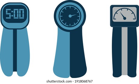 set wrist dynamometer or Grippers. flat vector.