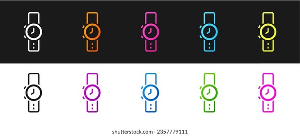 Set Armbanduhr Symbol einzeln auf schwarz-weißem Hintergrund. Armbanduhr-Symbol.  Vektorgrafik