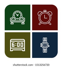 Set of wristwatch icons such as Table clock, Alarm clocks, Alarm clock, Watch , wristwatch