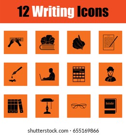 Set of writing icons. Orange design. Vector illustration.