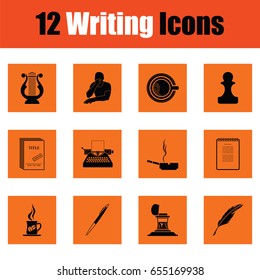 Set of writing icons. Orange design. Vector illustration.