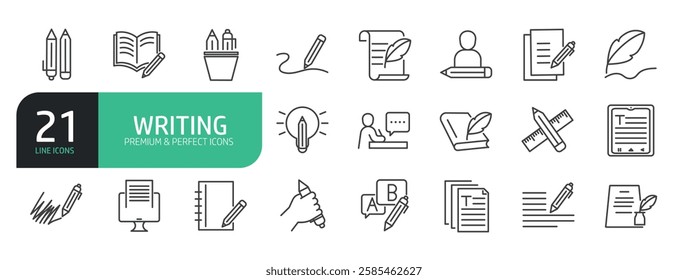 Set Of Writing Line Icons.