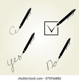 Set of writing pen design. Four simple vector icons