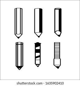 Set of writing tools. Vector illustrations.