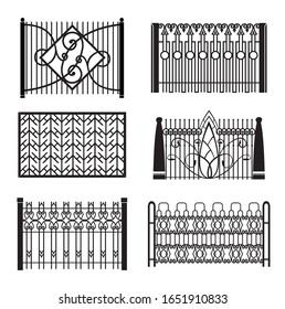 set of wrought-iron fencing vector illustration