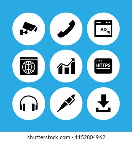 set with www, cctv, download and data vector icons for web and mobile app