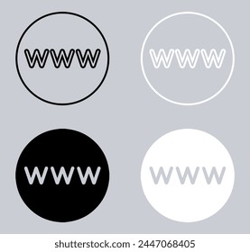 Set of Www icon. Website icon sign symbol in trendy flat style. World wide web internet vector icon illustration isolated on gray background