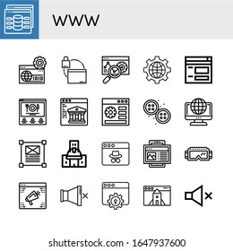 Set of www icons. Such as Web, Website, Internet, Buttons, Online, Under construction, Webpage, Google, Mute , www icons