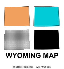 Set of Wyoming map shape, united states of america. Flat concept icon symbol vector illustration .