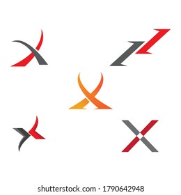 Set X Letter Logo Template vector icon illustration design