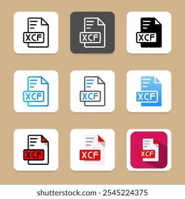 Set xcf icon format. symbol document file type, file format and archive