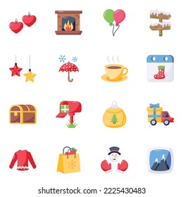 Set of Xmas Celebration Flat Icons  

