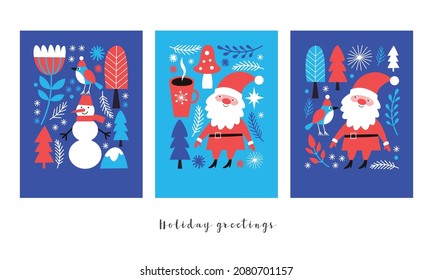 Set of xmas and new years banners or greeting cards